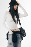 Mabel halter V-neck shirring long sleeve