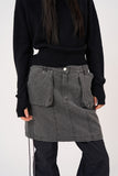 Denim solid pocket mini skirt