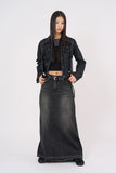 Maxi back slit denim long skirt