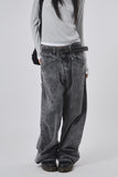 Front yoke stone washed denim pants