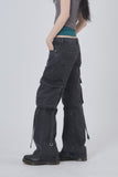 Hangdown string cargo denim pants