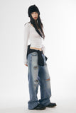 Flare distressed denim pants