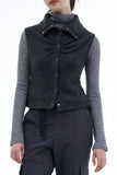 Frey high-neck shirring sweater vest