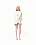 Ruffled Drape Angora Cardigan