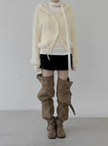 Baron Knit Button Fur Hooded Cardigan