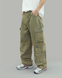 Double pocket washed denim pants