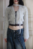 Feather chain scarf fur cardigan