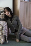 Ruched shirring half-neck top