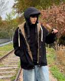 Corduroy layered hoodie jacket