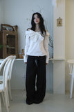 Ribbon off cotton blouse