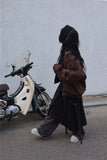 Check wool layered skirt