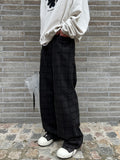 Check Black Wide Denim