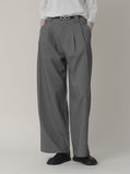 [Premium] High-Waist Pintuck Wide Pants