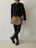 Brushed Tours Unbalanced Mini Skirt