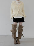 Baron Knit Button Fur Hooded Cardigan