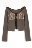 Antique Aru Off-Shoulder Cardigan