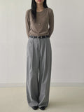 Hira Striped Wool Wide Slacks