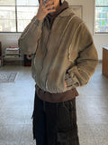 Dirty Sand Denim Hood Zip-Up