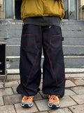 Orange Stitch Double Knee Denim