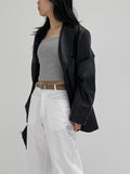 Nude Loose Fit Single Leather Jacket
