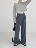 Cooling silhouette two-tuck wide slacks