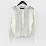 Latte Mesh Knit Zip-Up