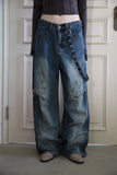Ring chain wide denim pants