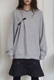 Leather Overfit Buckle Sweatshirt