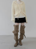 Baron Knit Button Fur Hooded Cardigan