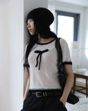 Ribbon Color Matching Round Knit