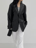 Nude Loose Fit Single Leather Jacket