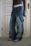 Ring chain wide denim pants