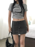 Glossy pocket skirt