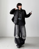 Bin Damage Layered Wide Denim