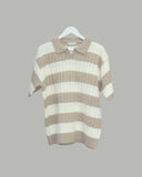 Brin collar striped knit