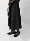 Brush wrap style flare long skirt