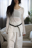 Textured Net Long Slim Knit Top