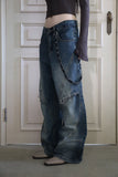 Ring chain wide denim pants