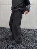 Zip-work cotton double knee pants