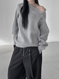 Slit semi-polar button knit