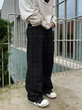 Check Black Wide Denim