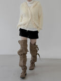 Baron Knit Button Fur Hooded Cardigan