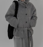 Mezz High Neck Wool Half Coat