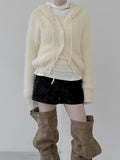 Baron Knit Button Fur Hooded Cardigan