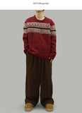 Nordic boucle pattern round knit