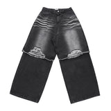 Bin Damage Layered Wide Denim