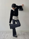 [non-fade] Selvedge Pin Tuck Long Bootcut Denim Pants