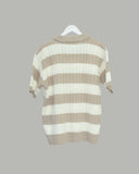 Brin collar striped knit