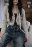 Feather chain scarf fur cardigan