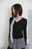 V city shirring T-shirt